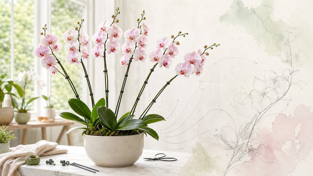 胡蝶蘭の7本立ちはなぜ美しい？花茎と仕立てから見る植物のかたち